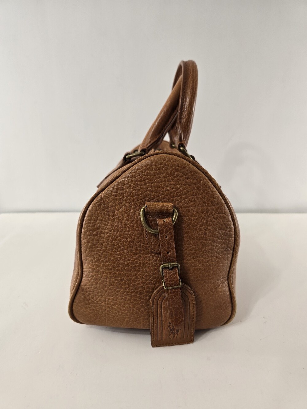 Ralph Lauren Vintage Speedy Dr Bag Pebble Saddle Tan Leather Satchel VTG 90s - Picture 5 of 16